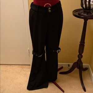 SHEIN Black Flare Trousers with Belt and buckles at the knee area NWOT